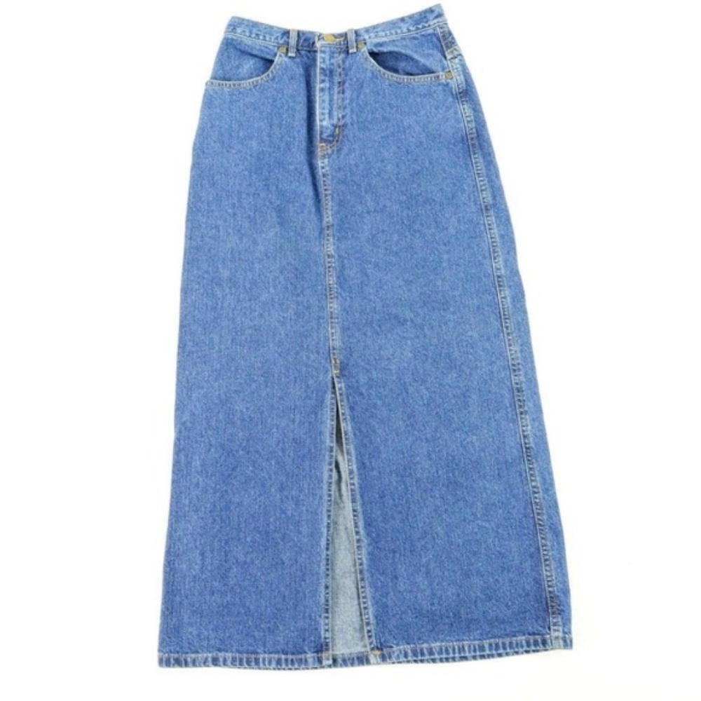 Vintage Denim Jean Skirt Front Open Slit Small